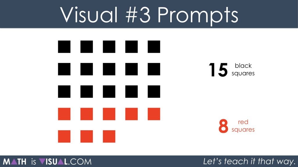 Adding Positive and Negative Integers Visual Prompts 3a - 15 black plus 8 red