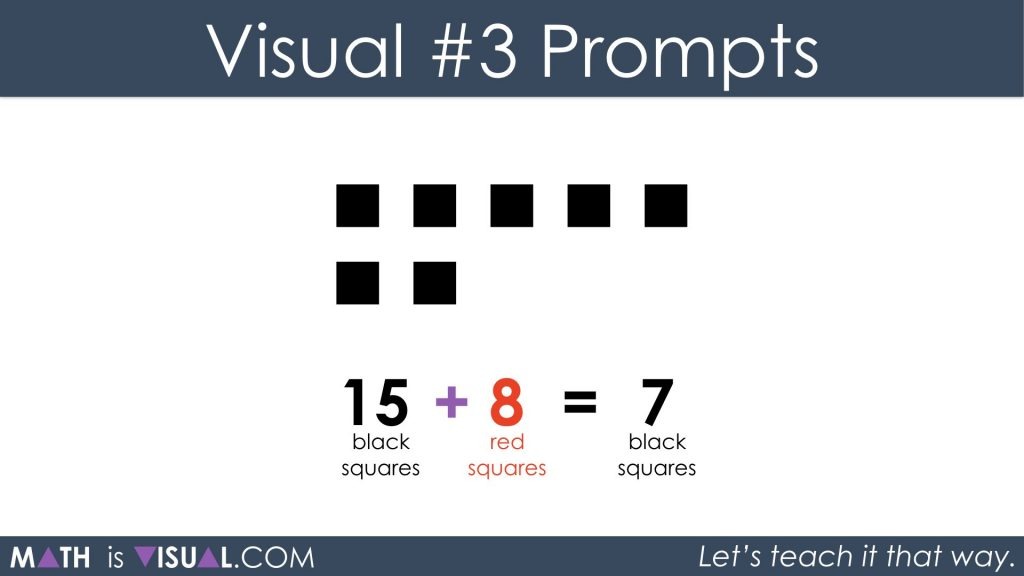 Adding Positive and Negative Integers Visual Prompts 3b - 15 black plus 8 red equals 7 black