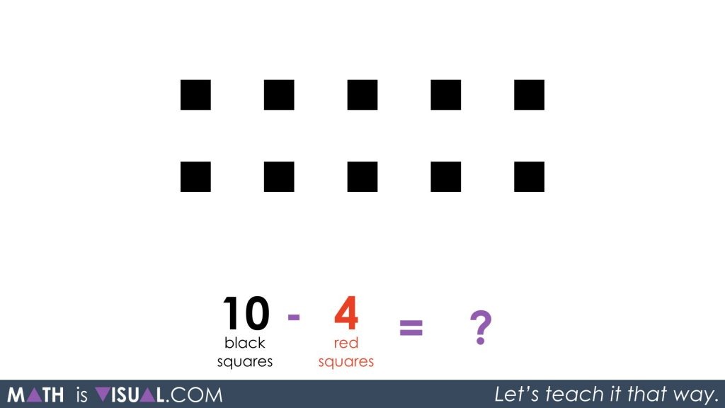 Subtracting Positive and Negative Integers - Part 2 - 01 - 10 black squares minus 4 black squares intro v2