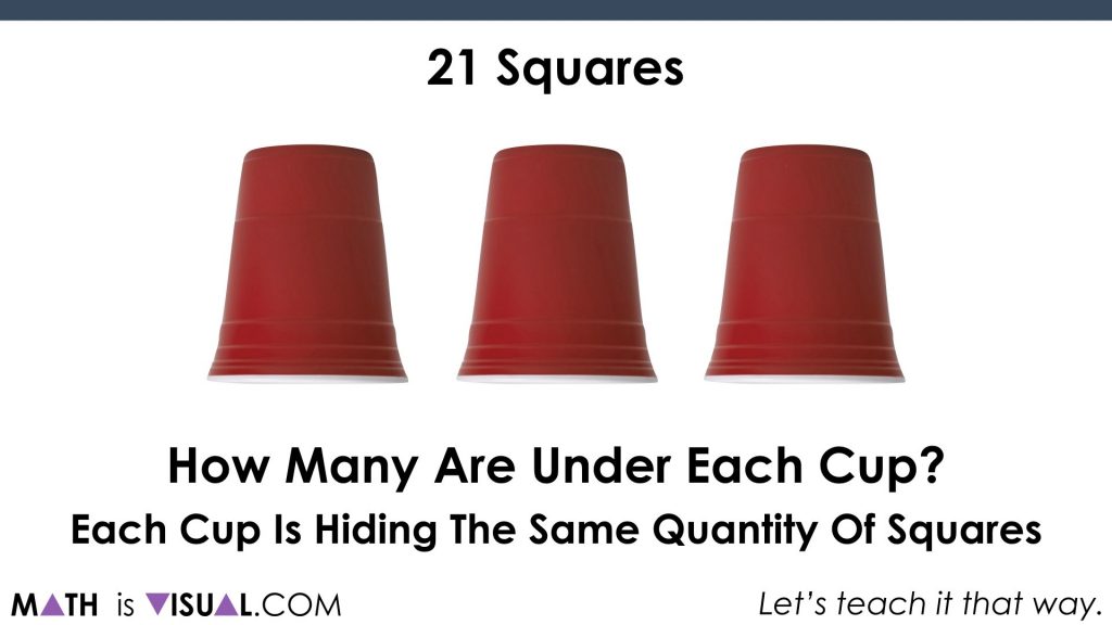 Solving One-Step Equations Visually.040 21 squares divided into 3 parts