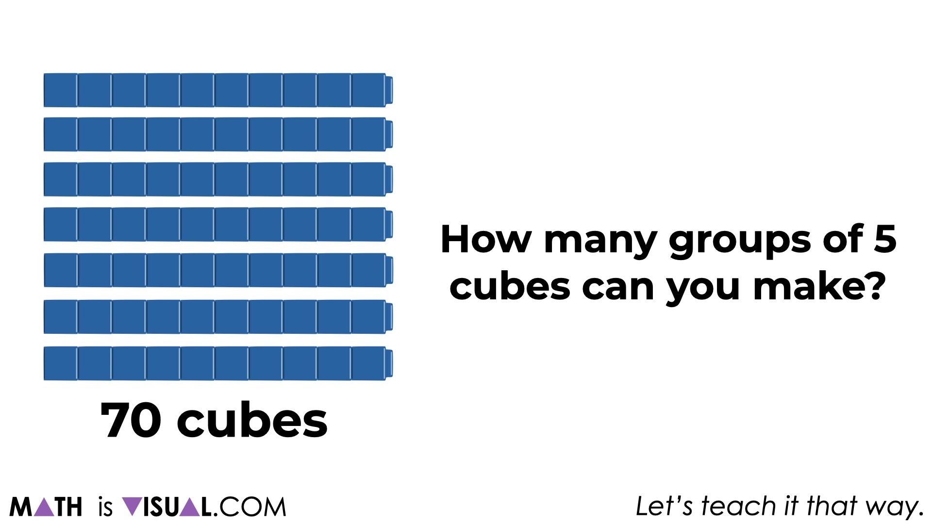 how many groups of 5 cubes can you make with 70